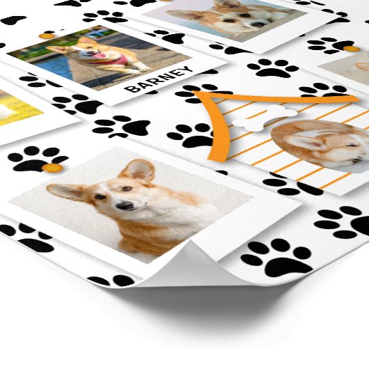 6 Foto Collage Name Dog House Paw Prints Poster (Ecke)
