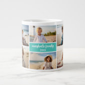 6 Foto-Collage Name Minimalist - Skripttext Jumbo-Tasse (Vorderseite)