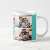 6 Foto-Collage Name Minimalist - Skripttext Jumbo-Tasse (Rechts)