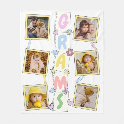 6 Foto Collage Niedlich Baby Pink Blue Granny Fleecedecke (Vorderseite)