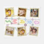 6 Foto Collage Niedlich Baby Pink Blue Granny Fleecedecke (Vorderseite (Horizontal))