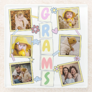 6 Foto Collage Niedlich Baby Pink Blue Granny Glasuntersetzer