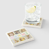 6 Foto Collage Niedlich Baby Pink Blue Granny Steinuntersetzer (Seitenansicht)