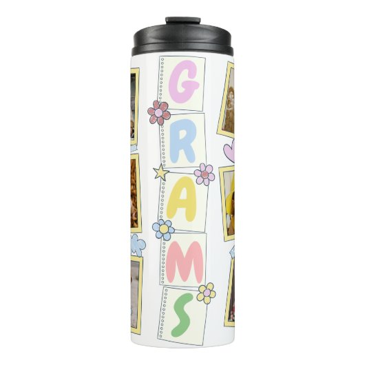 6 Foto Collage Niedlich Baby Pink Blue Granny Thermosbecher (Vorderseite)