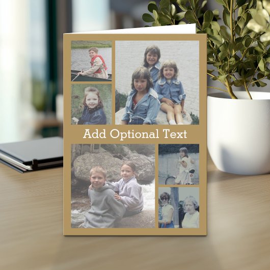 6 Foto-Collage Optional Text -- CAN Edit gold Karte