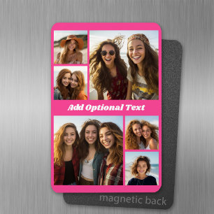 6 Foto-Collage Optional Text -- Farbe editierbar Magnet
