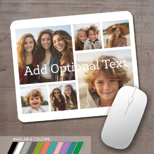 6 Foto-Collage Optional Text -- Farbe editierbar Mousepad