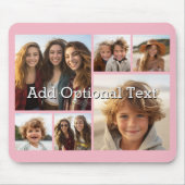 6 Foto-Collage Optionaler Text -- Farbe editierbar Mousepad (Vorne)