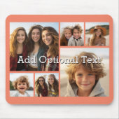 6 Foto-Collage Optionaler Text -- Farbe editierbar Mousepad (Vorne)