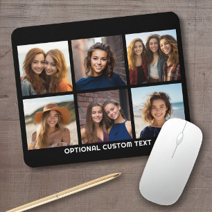 6 Foto-Collage Optionaler Text -- Farbe editierbar Mousepad