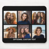 6 Foto-Collage Optionaler Text -- Farbe editierbar Mousepad (Vorne)