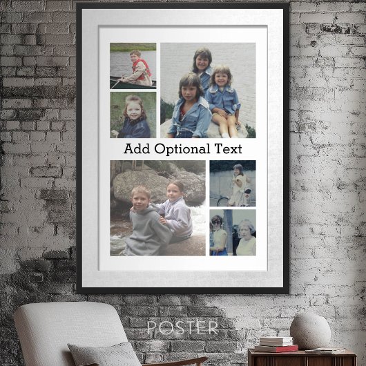 6 Foto-Collage Optionaler Text -- Farbe editierbar Poster