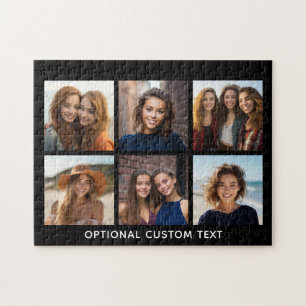 6 Foto-Collage Optionaler Text -- Farbe editierbar Puzzle