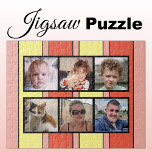 6 Foto Collage orange gelbe Streifen Puzzle<br><div class="desc">Gemeinsam Erinnerungen mit unserem maßgeschneiderten 6-Foto-Puzzle! Dieses Puzzle lasse Ihnen, sechs Ihrer liebsten Fotos auf unterhaltsame, interaktive Weise zu präsentieren. Die lichtdurchflutete, glänzende Oberfläche aus hochwertigen Materialien bringt Ihre Bilder zum Leben und sorgt für eine lange Lebensdauer. Ideal für jeden Anlass, von Geburtstag bis Feiertag, kombiniert dieses Puzzle Kreativität mit...</div>