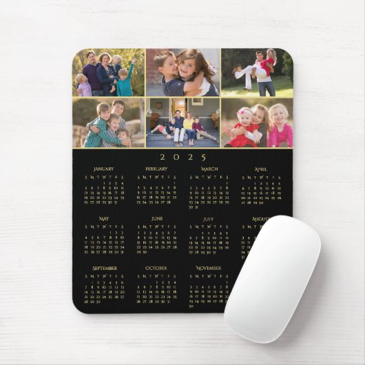 6 Foto Collage Personalisiert Family 2025 Kalender Mousepad (Mit Mouse)