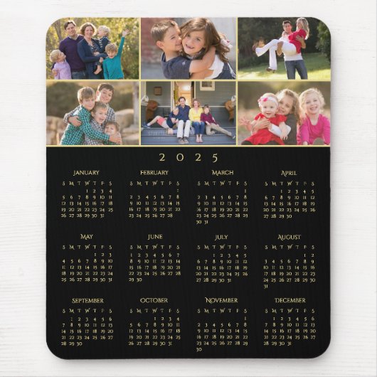 6 Foto Collage Personalisiert Family 2025 Kalender Mousepad (Vorne)
