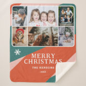 6 Foto Collage Pink Green Orange Weihnachtsfamilie Sherpadecke (Vorderseite)