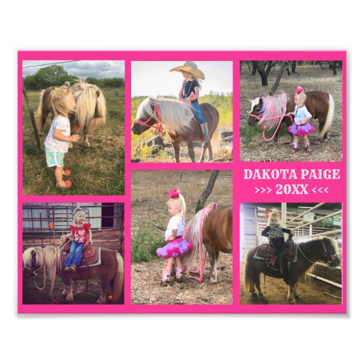 6 Foto Collage Poster Print - Familienkids & Pets (Vorne)