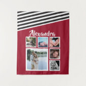 6 Foto Collage Red Strike Muster Personalisiert Wandteppich (Vorderseite)