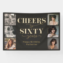 6 Foto-Collage Schwarz Gold 60. Geburtstag