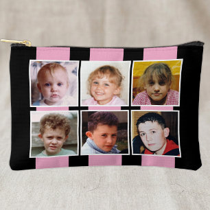 6 Foto-Collage Schwarz Pink Zubehörtasche