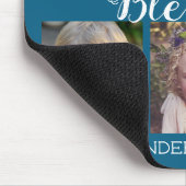 6 Foto Collage Segen Script blau Mousepad (Ecke)