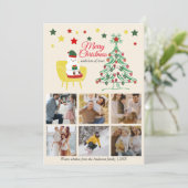 6 Foto Collage Teddy Bär Adortable Niedliche Weihn Karte (Stehend Vorderseite)