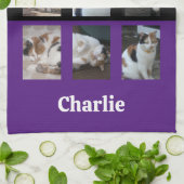 6 Foto Collage Tier Liebhaber lila Geschirrtuch (Gefaltet)