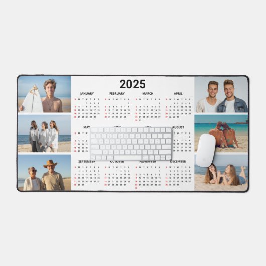 6 Foto Collage US 2025 Jahr auf einen Blick Kalend Schreibtischunterlage (Tastatur & Maus)