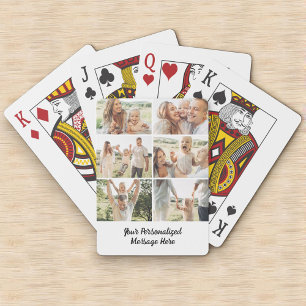 6 Foto-Collage Vertikal Benutzerdefinierter Text P Spielkarten
