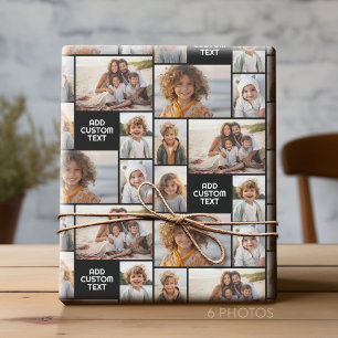 6-Foto-Collage - Vollfarben - weißer Textbaustein Geschenkpapier