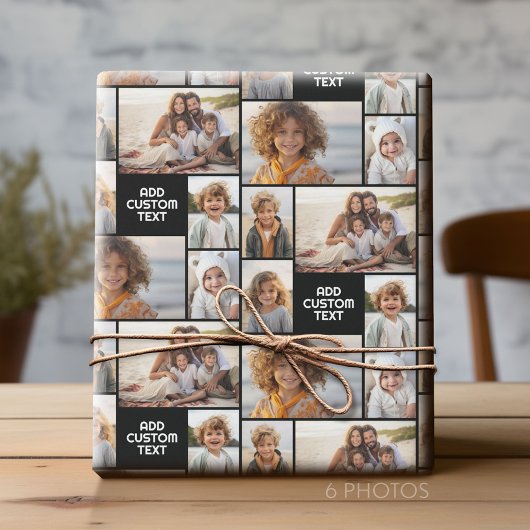 6-Foto-Collage - Vollfarben - weißer Textbaustein Geschenkpapier