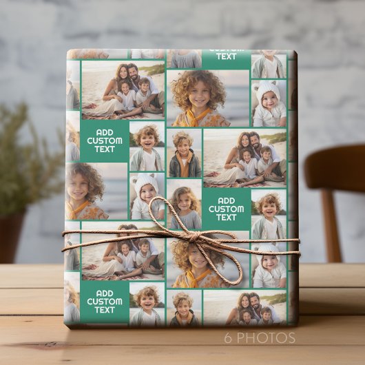 6-Foto-Collage - Vollfarben - weißer Textbaustein Geschenkpapier