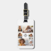 6 Foto-Collage - weißer Hintergrund - schwarzer Te Gepäckanhänger (Vorderseite vertikal)