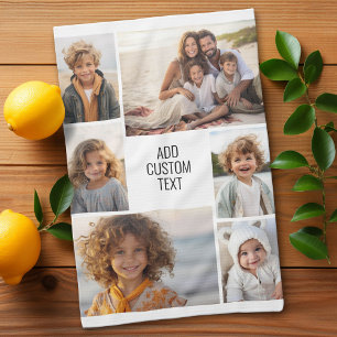 6 Foto-Collage - weißer Hintergrund - schwarzer Te Geschirrtuch