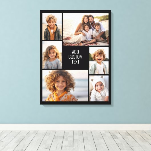 6 Foto-Collage - weißer Hintergrund - schwarzer Te Leinwanddruck (Insitu (Holzboden))