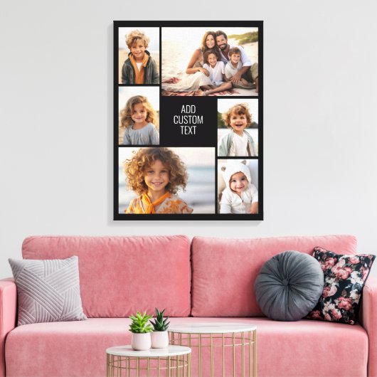 6 Foto-Collage - weißer Hintergrund - schwarzer Te Leinwanddruck (Insitu (Wohnzimmer))