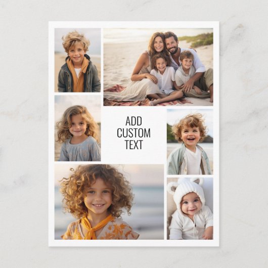 6 Foto-Collage - weißer Hintergrund - schwarzer Te Postkarte (Vorderseite)