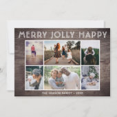 6 Foto Collage Wood Merry Jolly Happy Weihnachten (Vorderseite)
