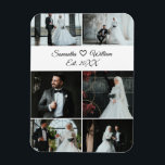 6 Foto Custom Wedding Collage mit Namen Magnet<br><div class="desc">Feiern Sie Ihren besonderen Tag mit diesem eleganten 6-Foto Hochzeitsmagneten. Personalisieren Sie es mit Ihren eigenen Fotos, den Namen des Paares und dem Hochzeitstag, um einen sinnvollen Sake oder eine durchdachte Gastgeschenk Hochzeit zu schaffen. Features: - Sechs individuell anpassbare Foto-Platzhalter - Bearbeitbarer Text für Namen und Hochzeitstermin Dieses Design macht...</div>