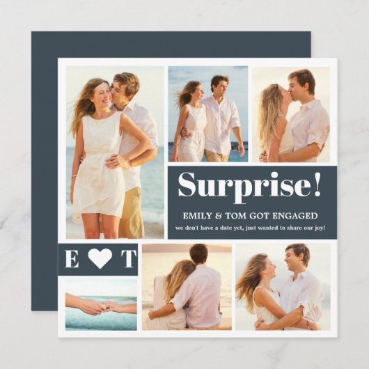 6 Foto Dark Gray Verlobung Ankündigung (Vorne/Hinten)