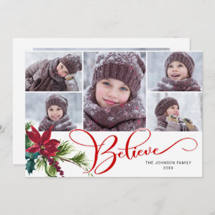 6 Foto Elegant Poinsettia Weihnachten BELIEVE