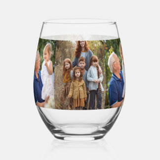 6 Foto Familien-Collage individuell Weinglas Ohne Stiel