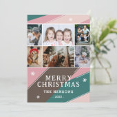 6 Foto Farbige Streifen Familie Frohe Weihnachten (Stehend Vorderseite)