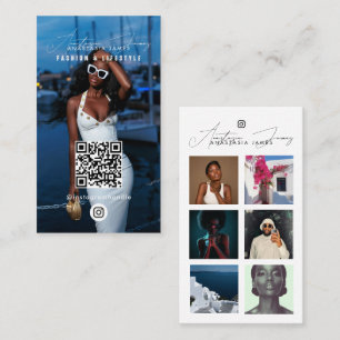 6 Foto-Feed-Raster Social Media QR Code Chic Visitenkarte