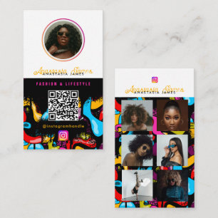 6 Foto-Feeds-Raster Social Media QR Code Hip Hop Visitenkarte