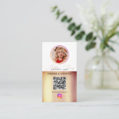 6 Foto Fütterte Grid Social Media QR Code Bronze Visitenkarte (Stehend Vorderseite)