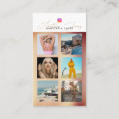 6 Foto Fütterte Grid Social Media QR Code Bronze Visitenkarte (Rückseite)