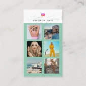 6 Foto Fütterte Grid Social Media QR Code Green Visitenkarte (Rückseite)