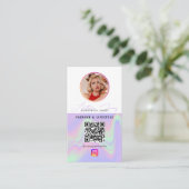 6 Foto Fütterte Grid Social Media QR Code Holograp Visitenkarte (Stehend Vorderseite)